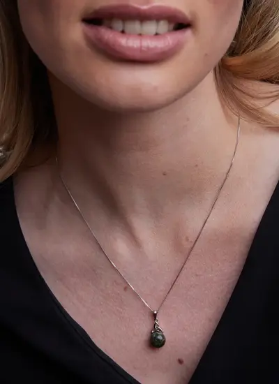 Sterling Silver Connemara Marble & Trinity Knot Pendant